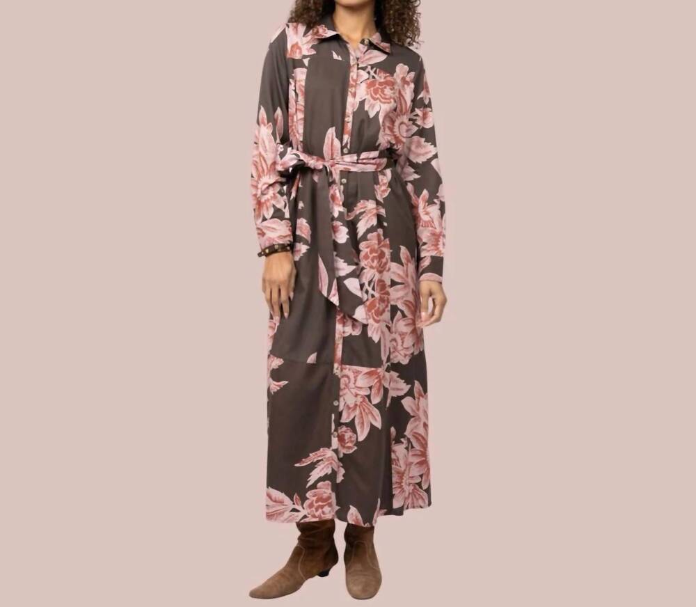 NEW UNCLE FRANK the valentina botanical maxi dress in brown